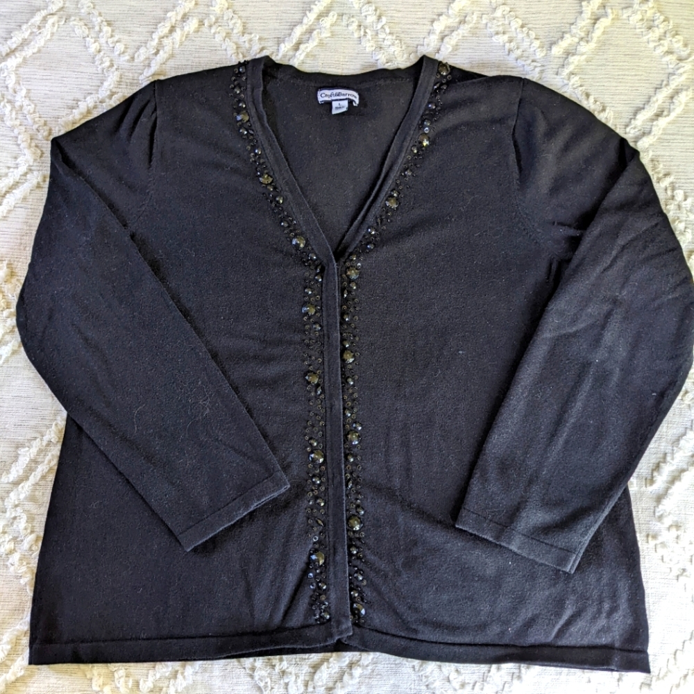 Black sweater with beaded edges